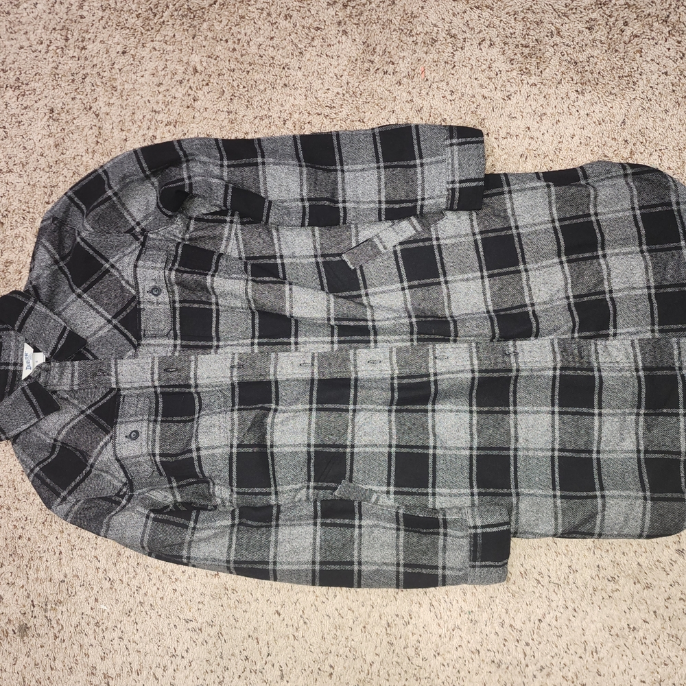 Gray and Black Plaid Shirt Jacket